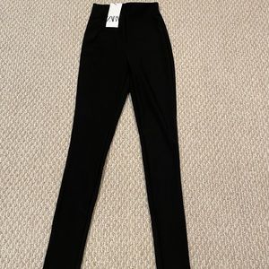 Zara split hem rubbed zippered leggings